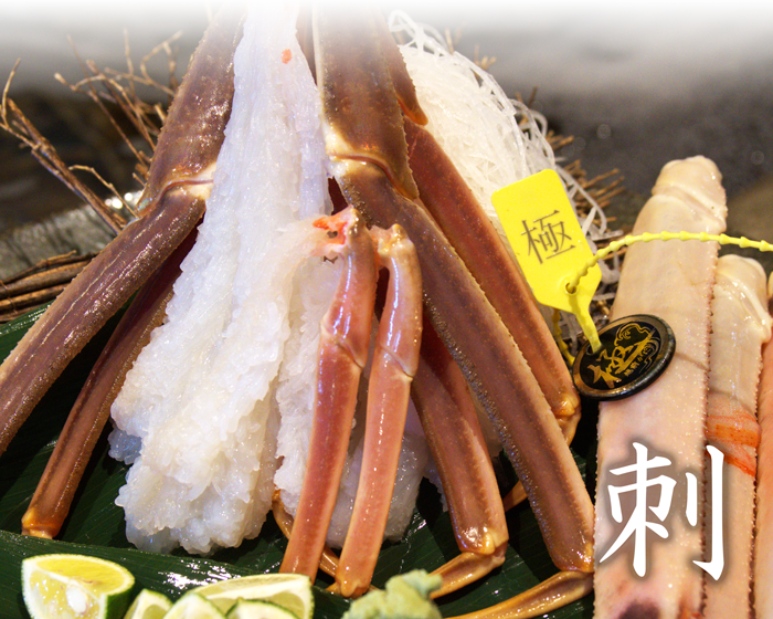 店舗で提供する越前がにのお刺身